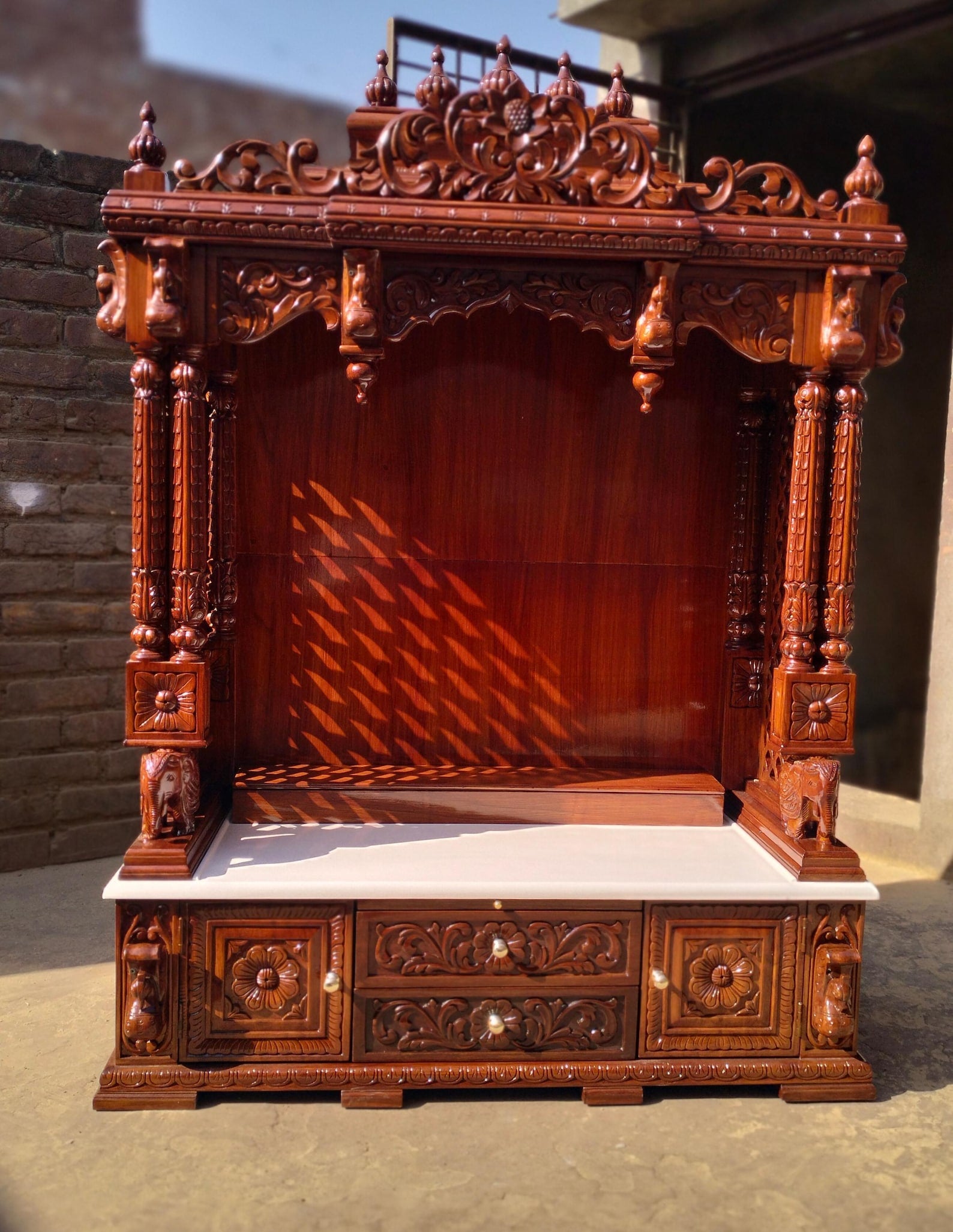 Solid Teak Wood Pooja Temple