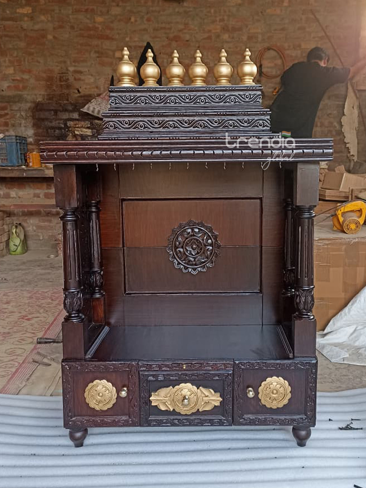 Handcrafted Teak Wood Mandir for Home