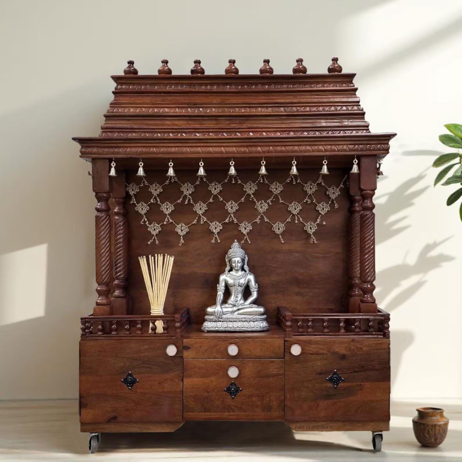 Home temple Handmade Customizable Home Wooden Temple solid teakwood hand carved unique Large Wooden Mandir All Handcrafted Carving