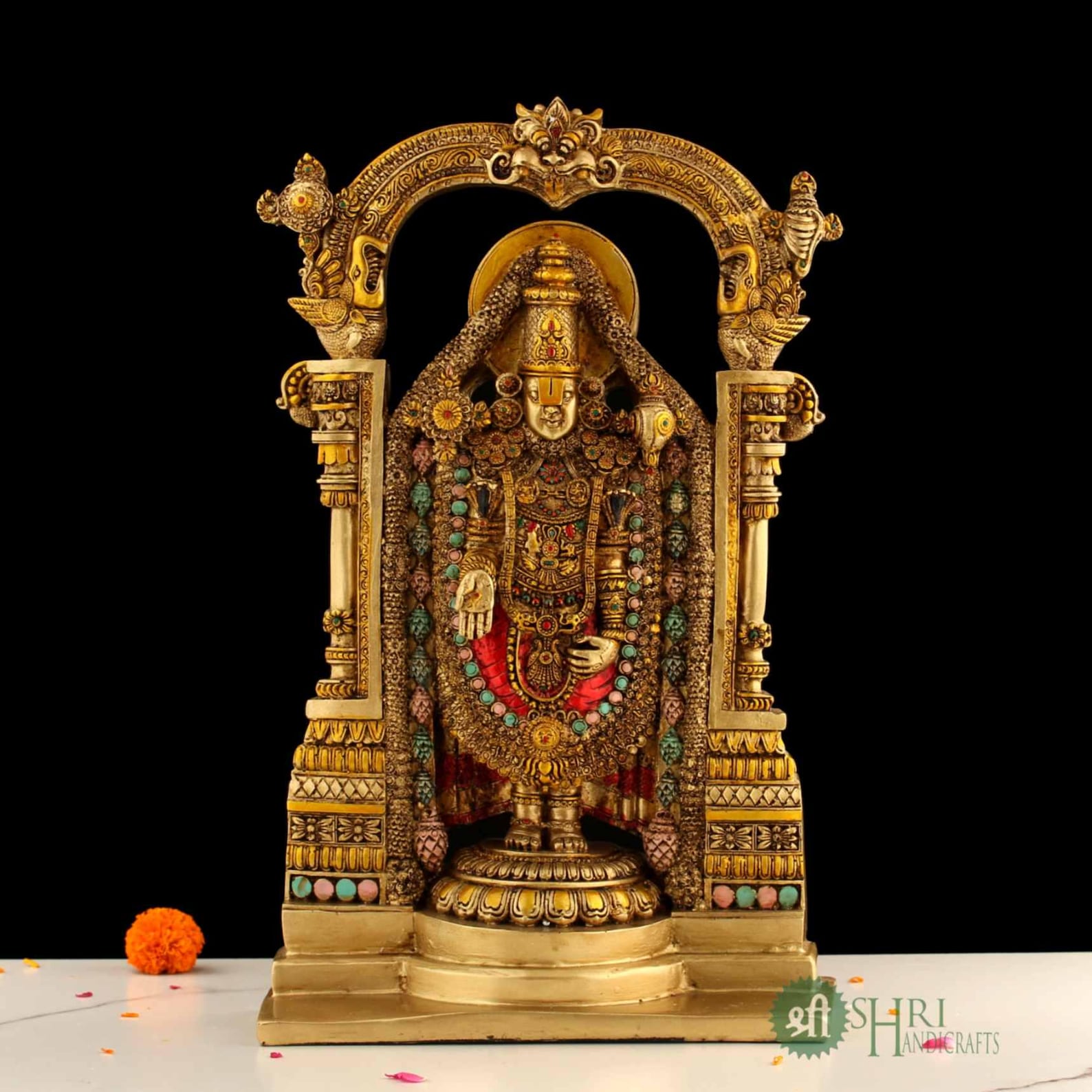 Tirupati Balaji Idol | Fine Copper Painting Resin Murti (15 inch)