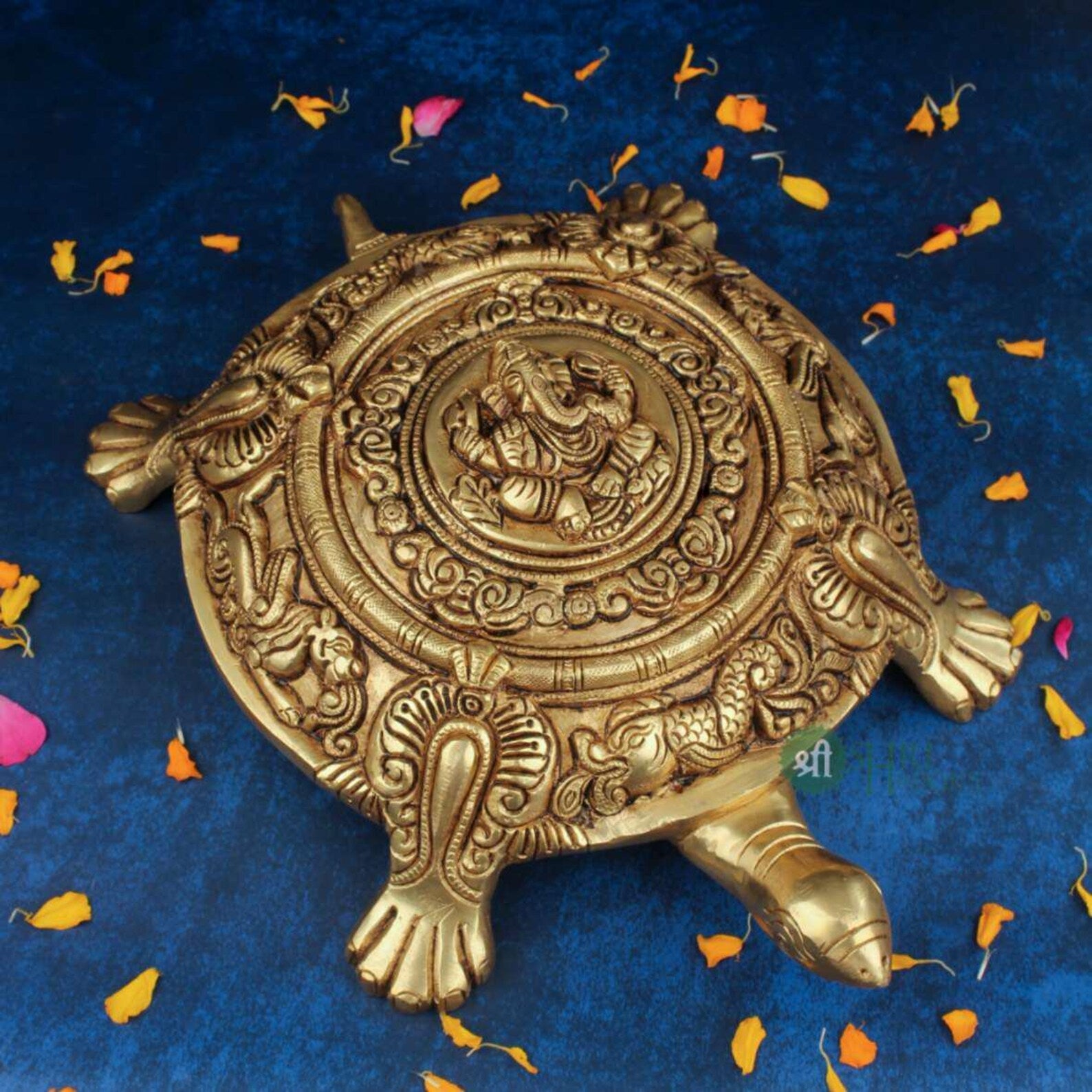 Brass Tortoise Ganesha Idol