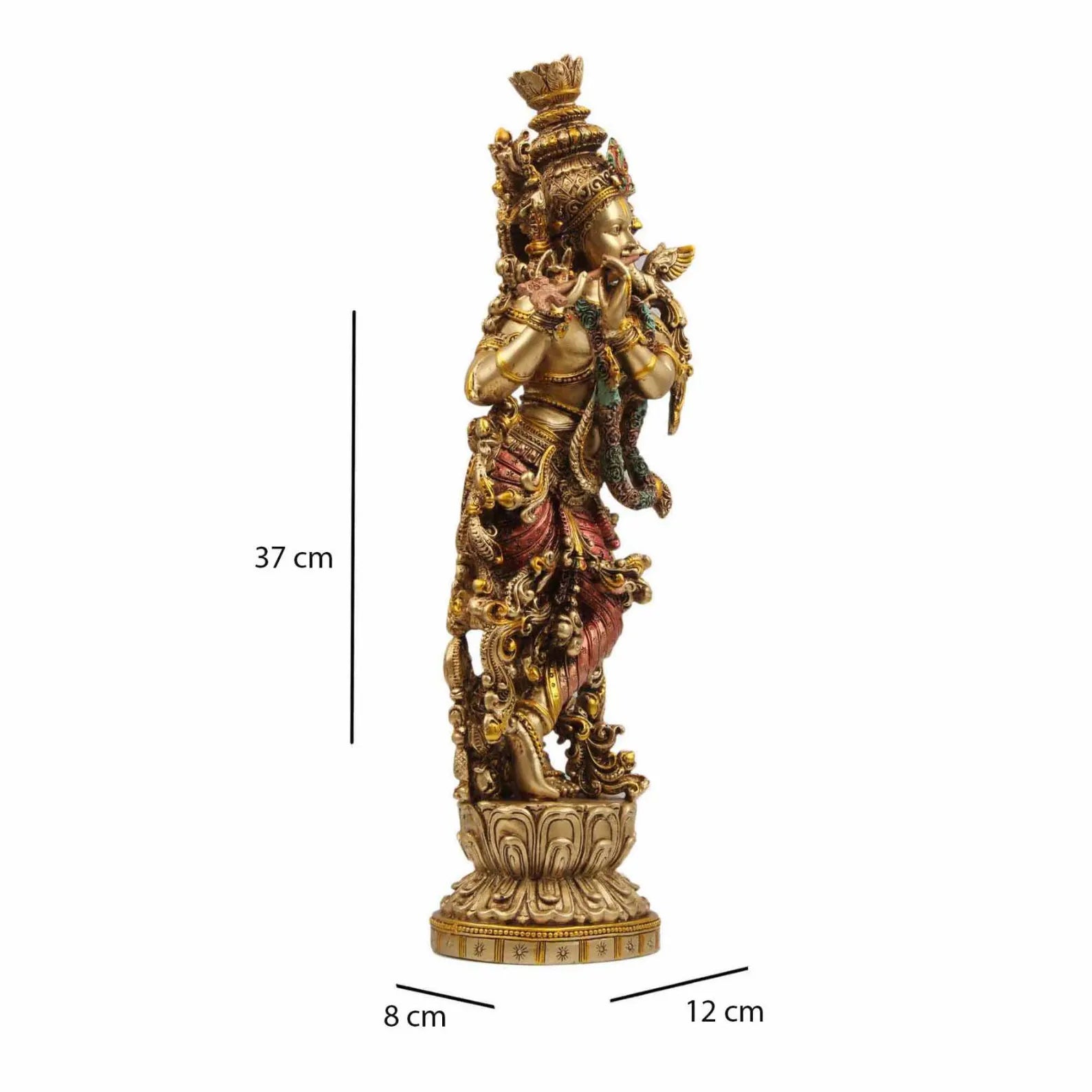 15-Inch Standing Krishna Resin Statue in Copper Finish
