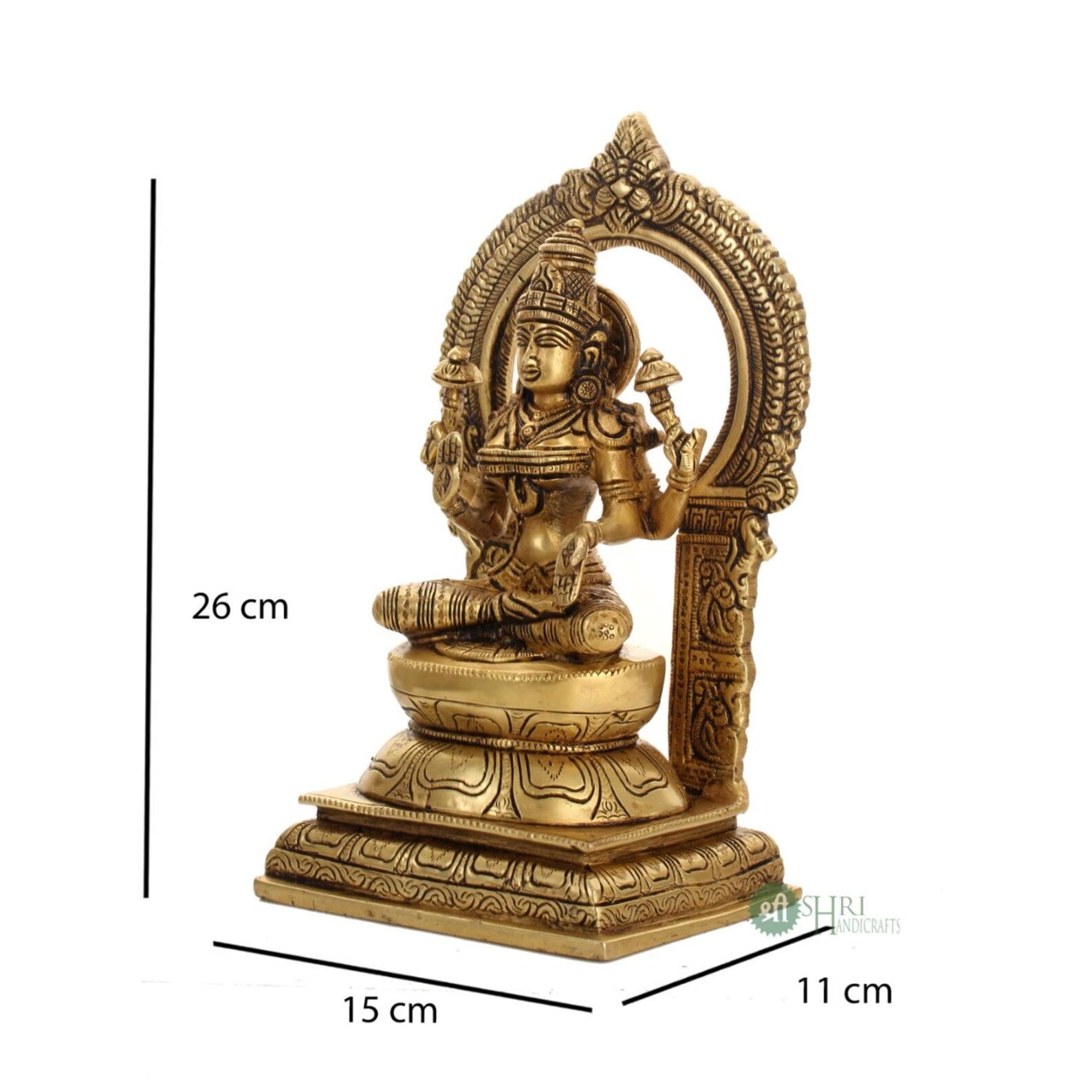 10.5 Inch Brass Lakshmi Idol