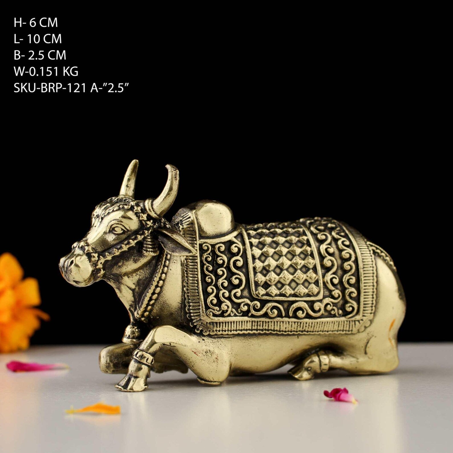 2.5 Inch Brass Nandi Sitting Idol