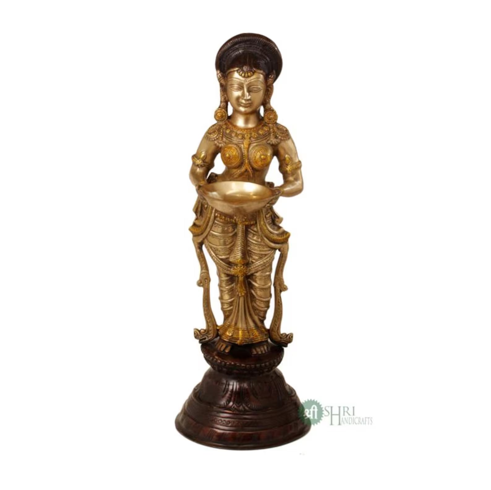 24 Inch Dual Tone Brass Lady with Diya