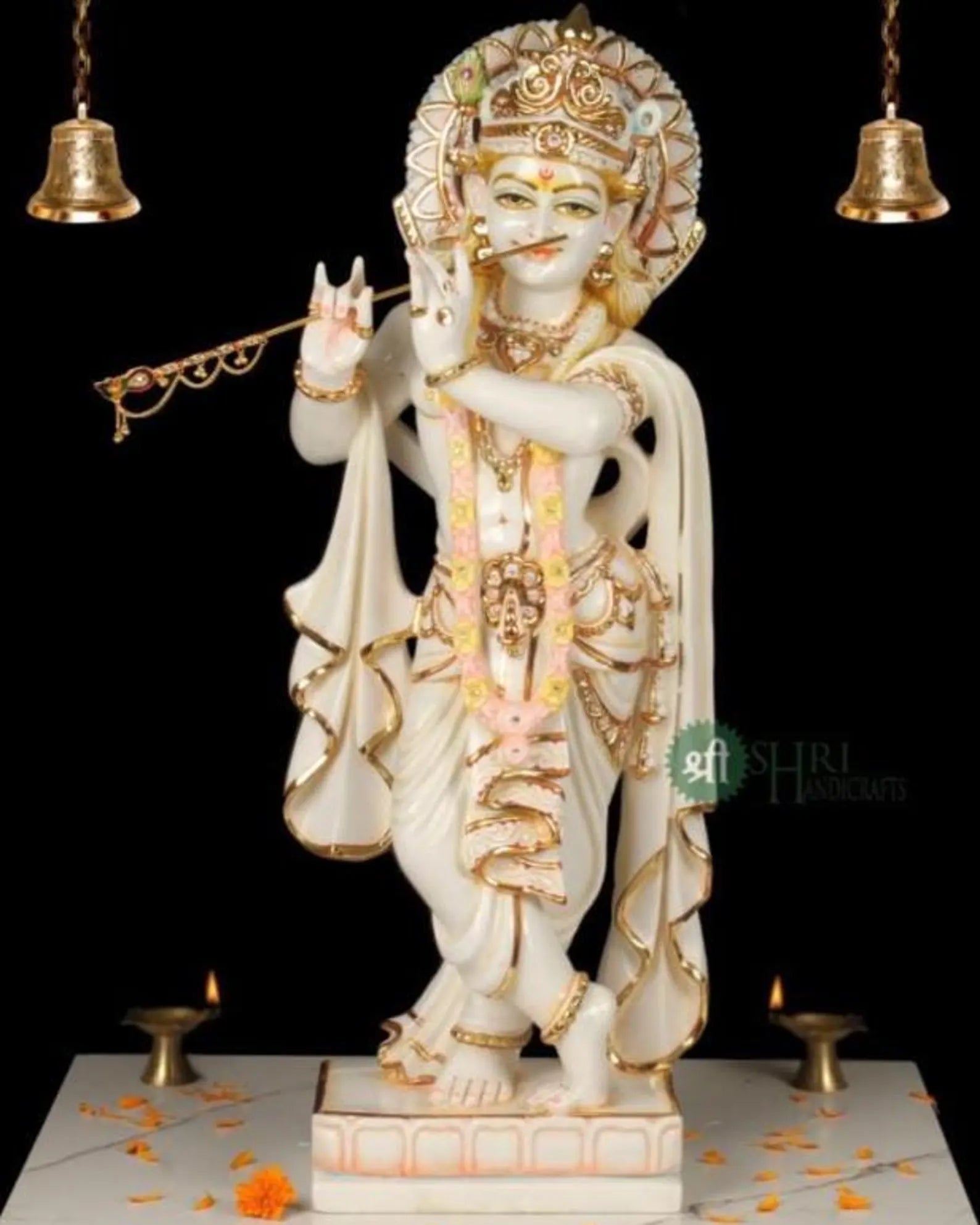 30 Inch Krishna with Flute in Marble Dust