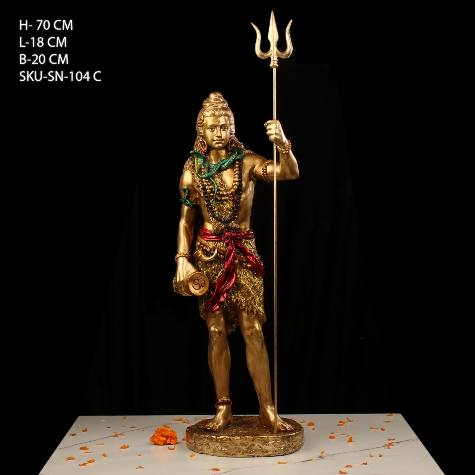 23 Inch Resin Lord Shiva Standing Statue with Trishul Copper Finish