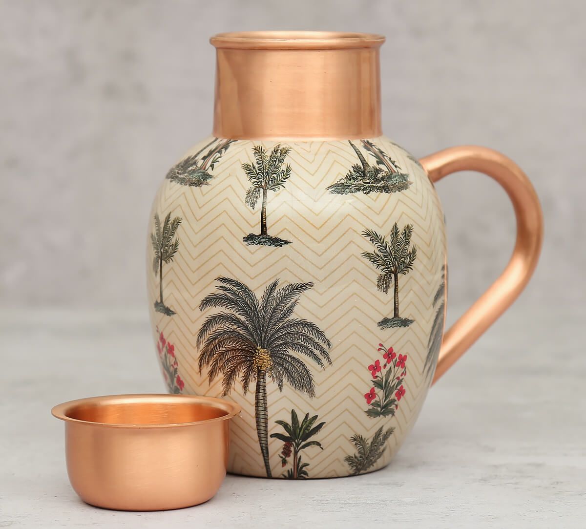 Chevron Palm Copper Jug Set