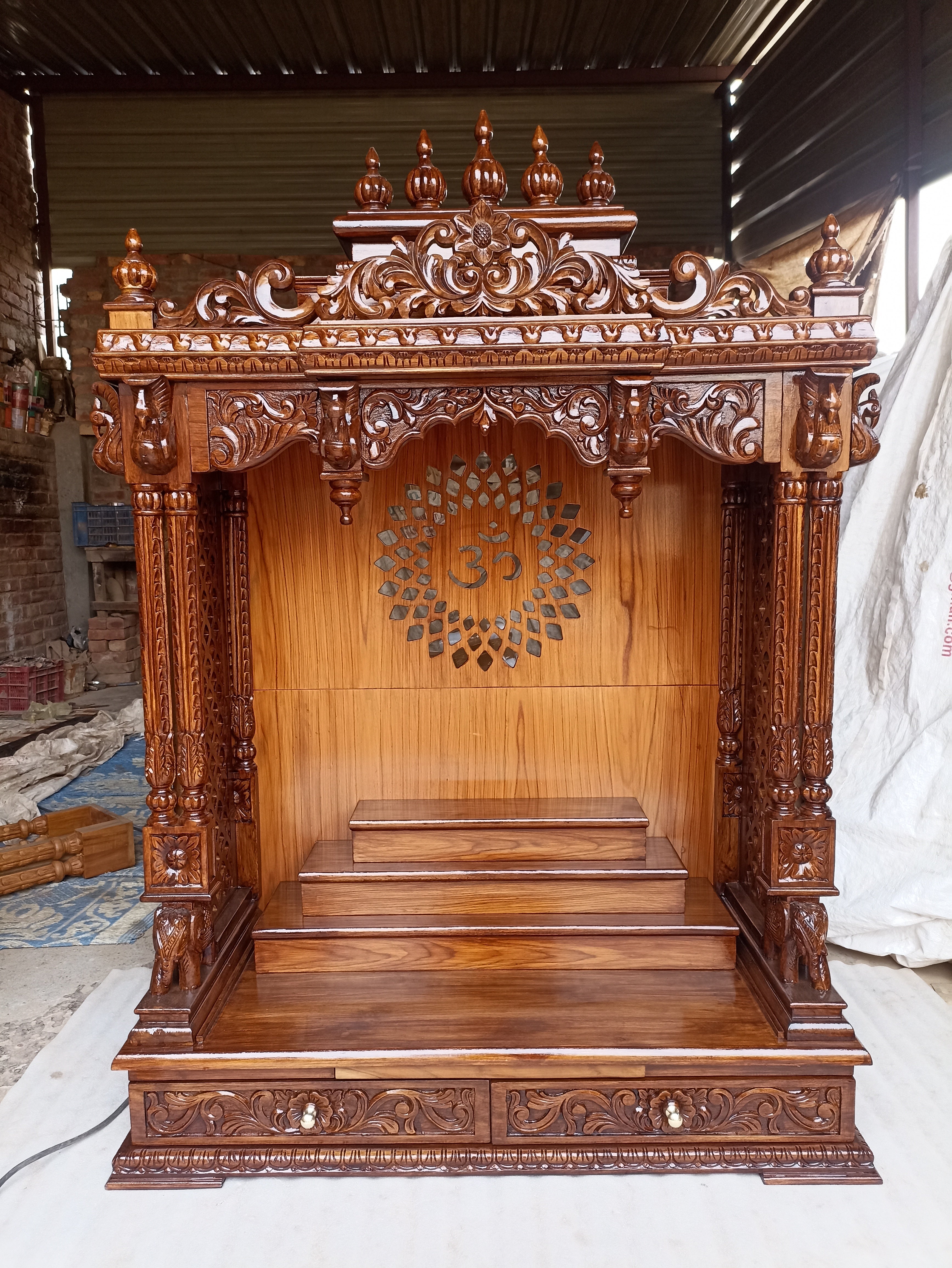 Solid Teak Wood Pooja Mandir for Home
