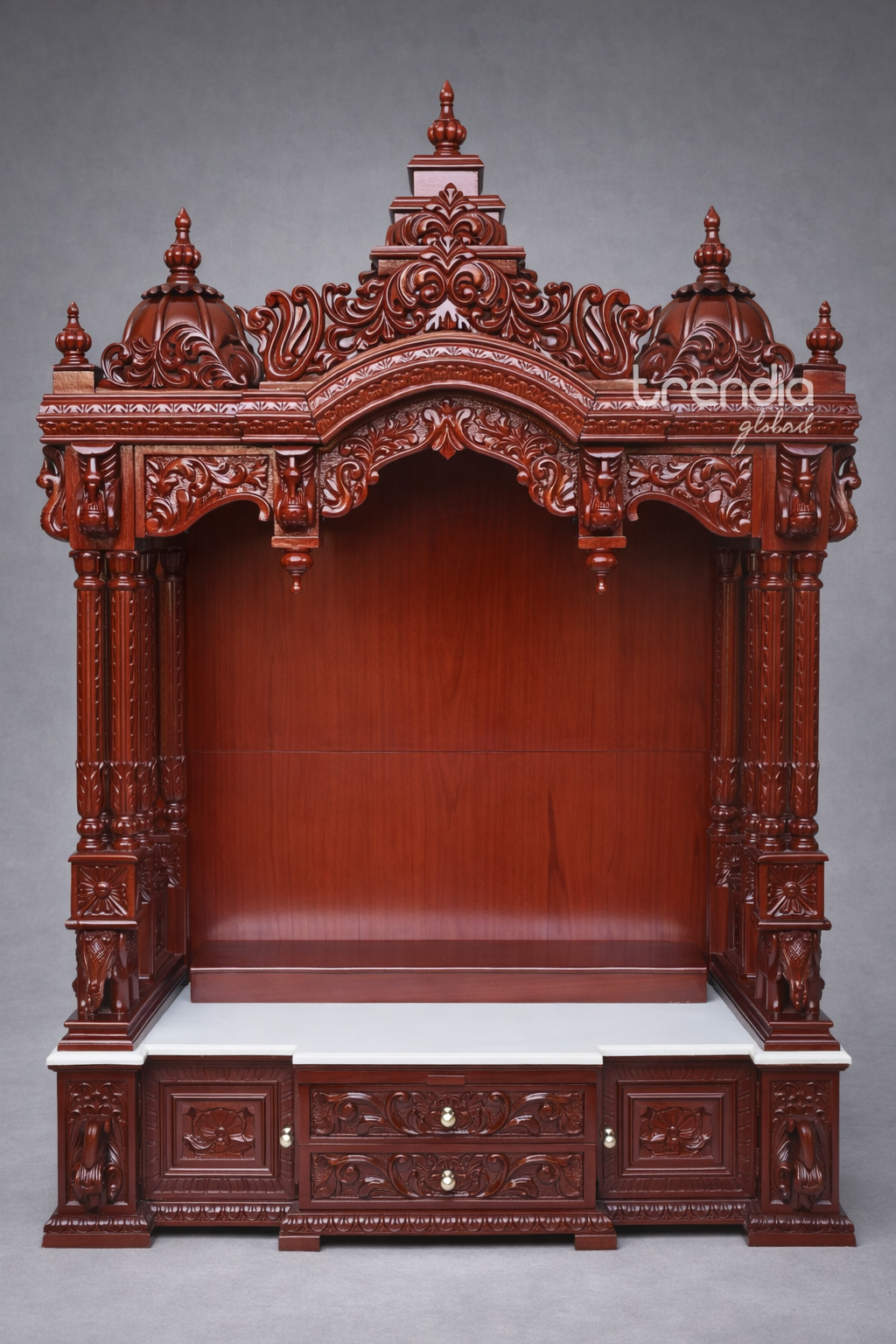 Solid Teak Wood Hand-Carved Temple