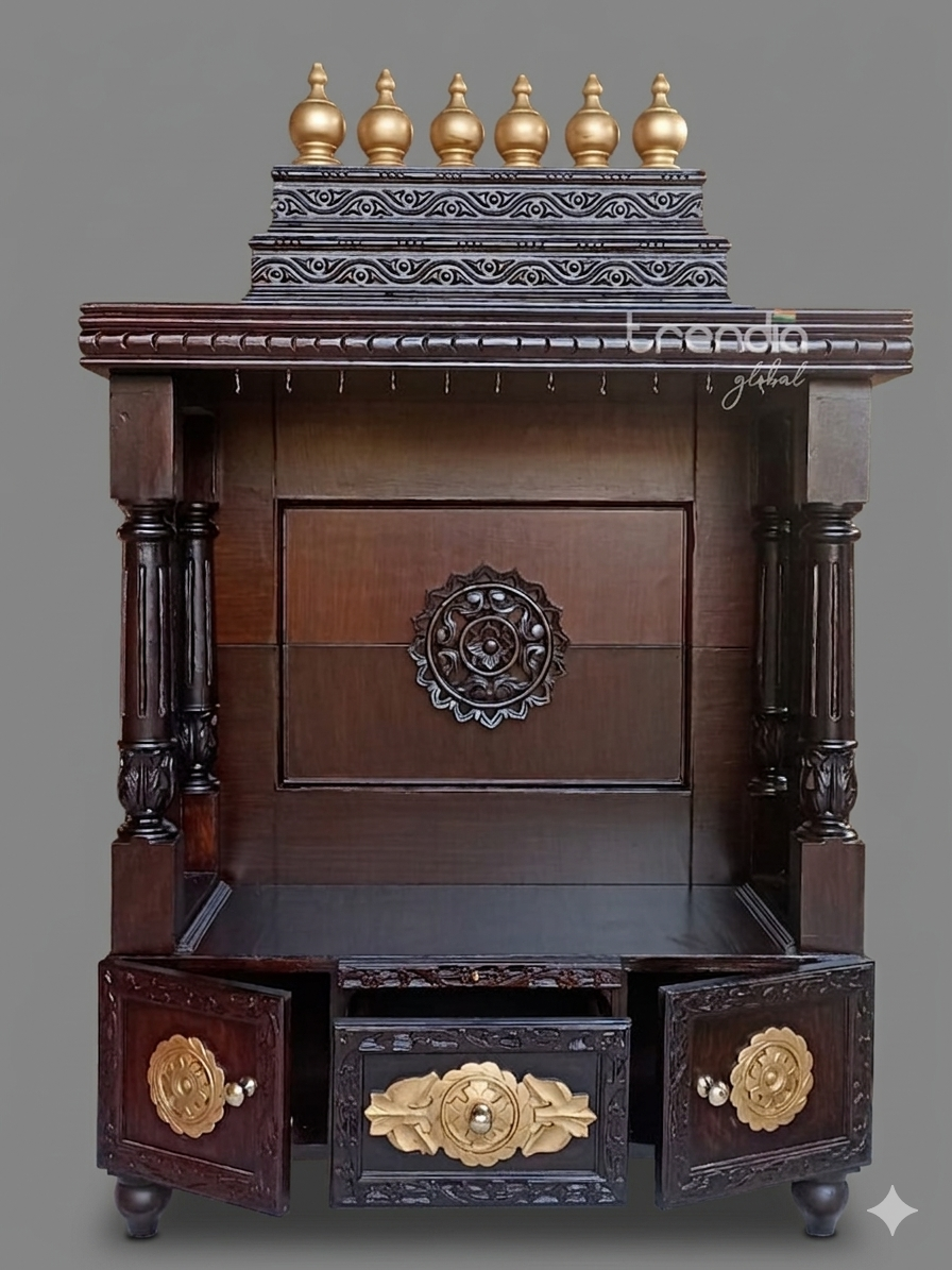 Handcrafted Teak Wood Mandir for Home