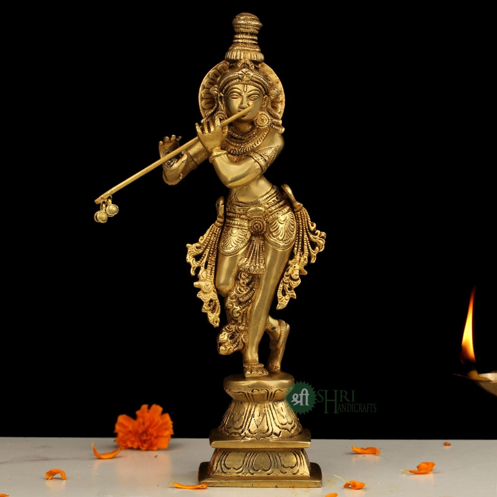 11" BRASS KRISHNA STANDING