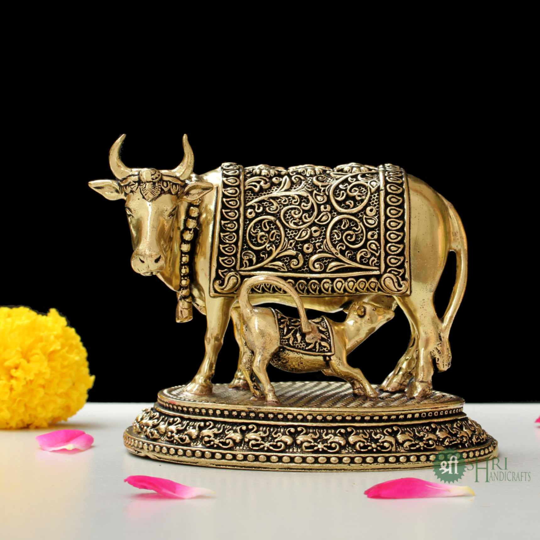 Vastu Showpiece Holy Cow & Calf 3 Inch By Trendia Decor