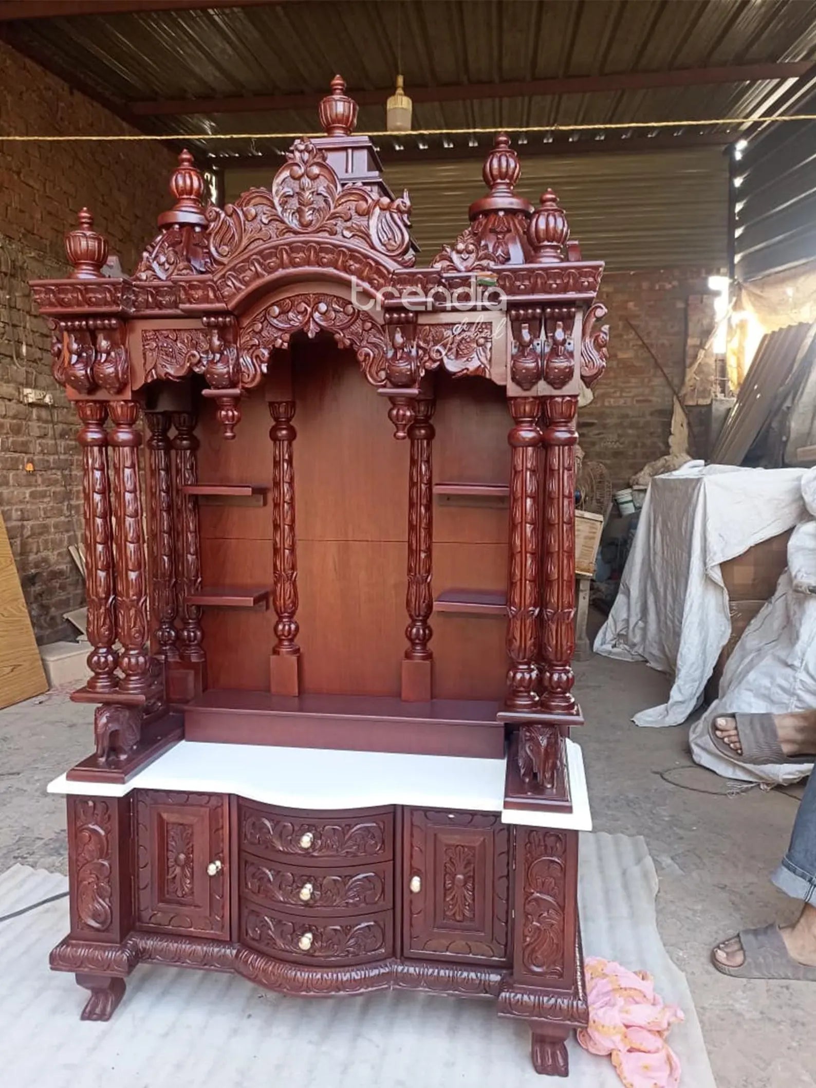 Hand Carved Teak wood Temple - 72x44x18