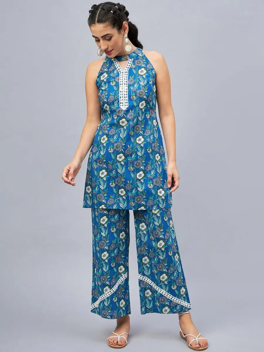 winered-woman-blue-co-ord-set-for-women-with-lace-co-ord-set