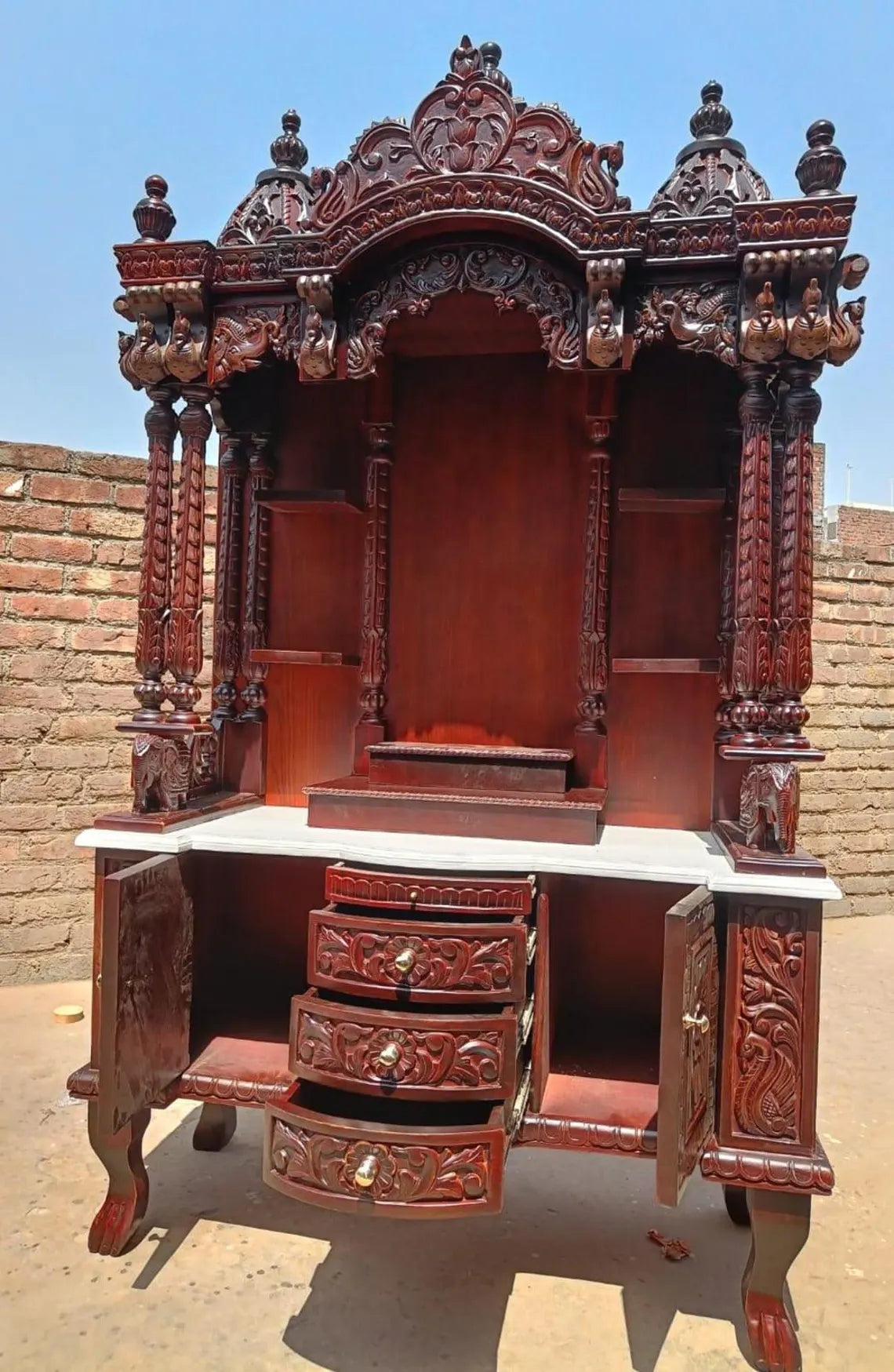 Handmade Teakwood Mandir: Customizable, Handcarved Home Temple