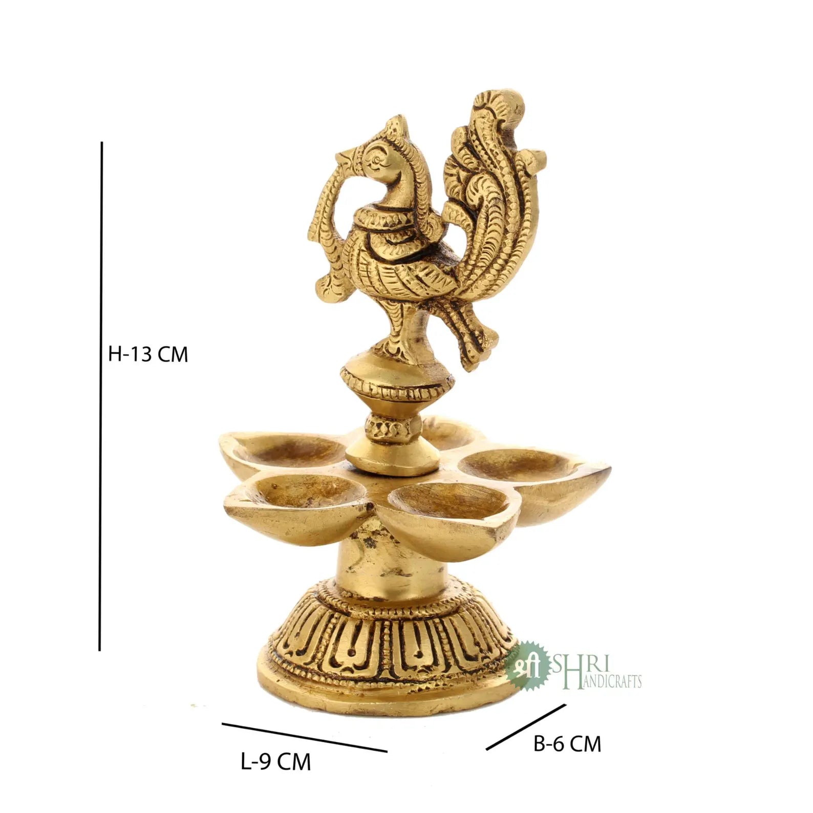 5" Brass Bird Deepak Oil Lamp: Puja & Diwali Decor