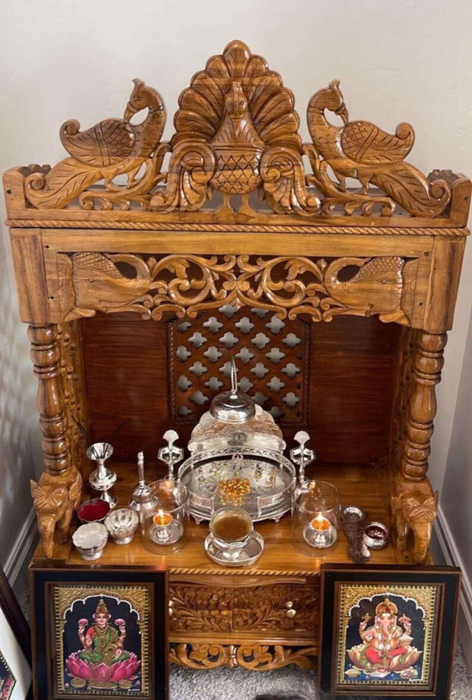 Wooden temple Handmade Customizable Home Wooden Temple solid teakwood hand carved unique Large Wooden Mandir All Handcrafted Carving