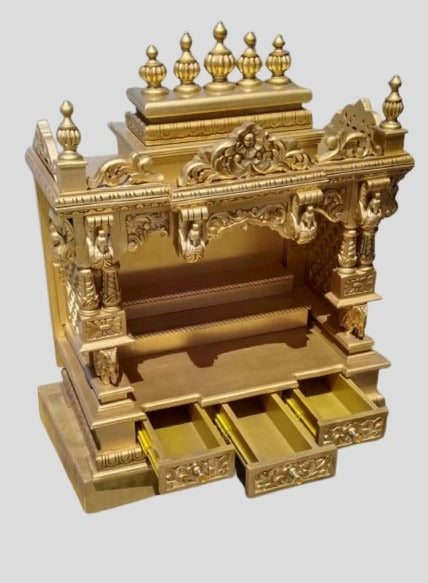 Home temple Handmade Customizable tariff free shipping solid teakwood hand carved unique Large Wooden Mandir All Handcrafted Carving