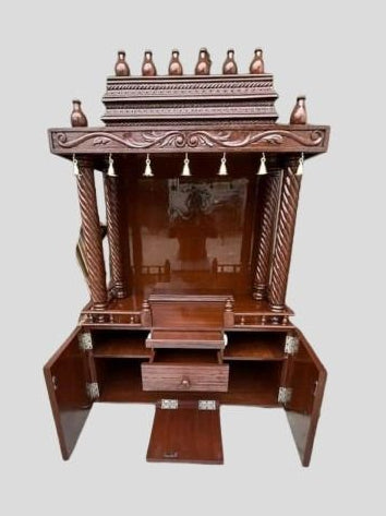 Wooden temple brass bells style Handmade Customizable Home Wooden Temple solid teakwood hand carved unique Large Wooden Mandir All Handcraft