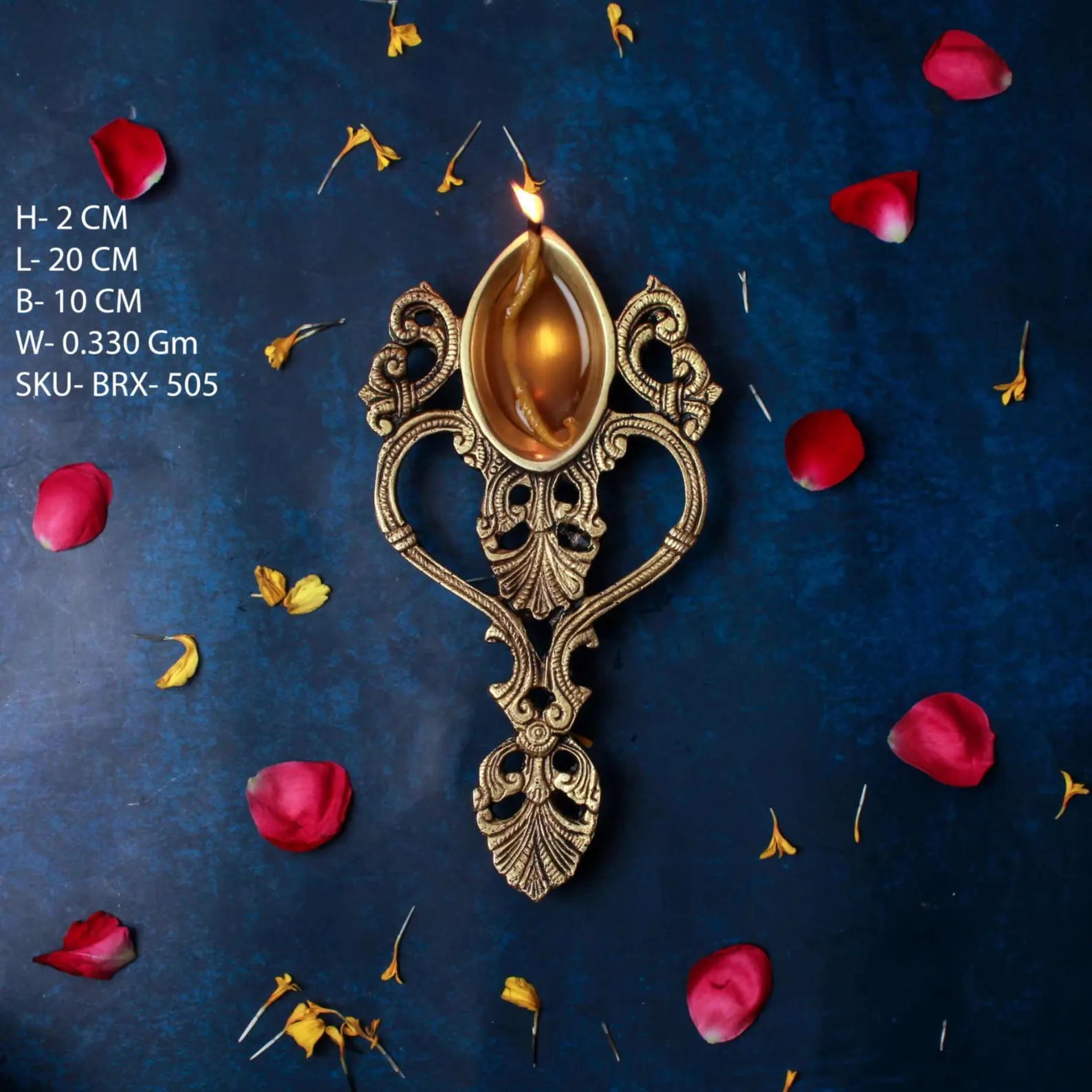 8" Handcrafted Brass Diya for Pooja