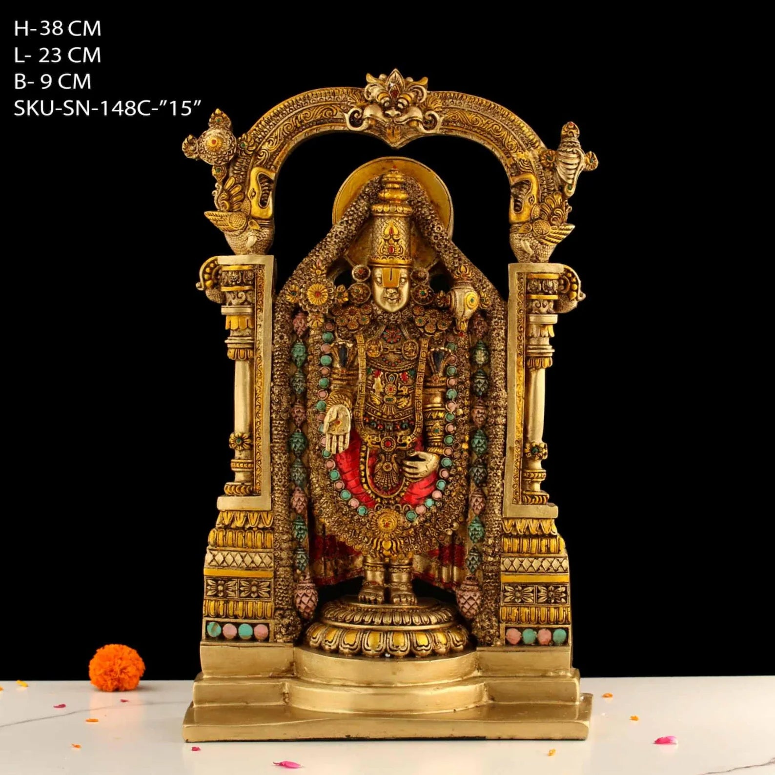 Tirupati Balaji Idol | Fine Copper Painting Resin Murti (15 inch)