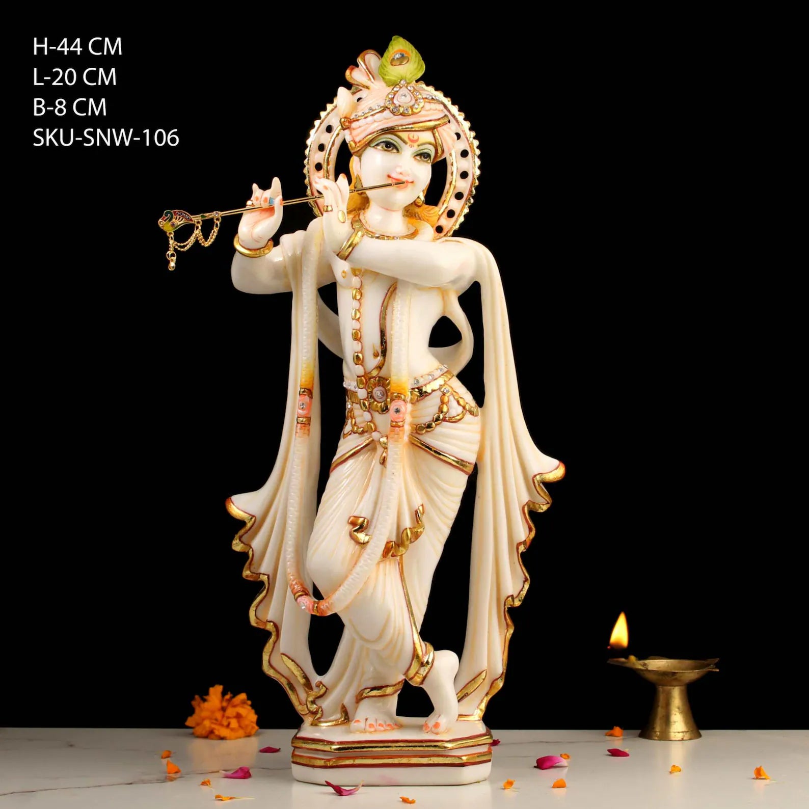 18 Inch Krishna Standing Marble Dust Idol