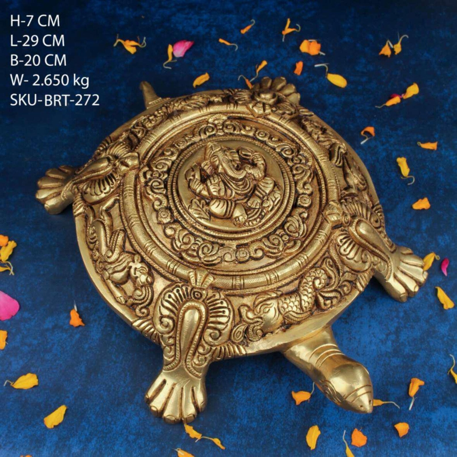 Brass Tortoise Ganesha Idol
