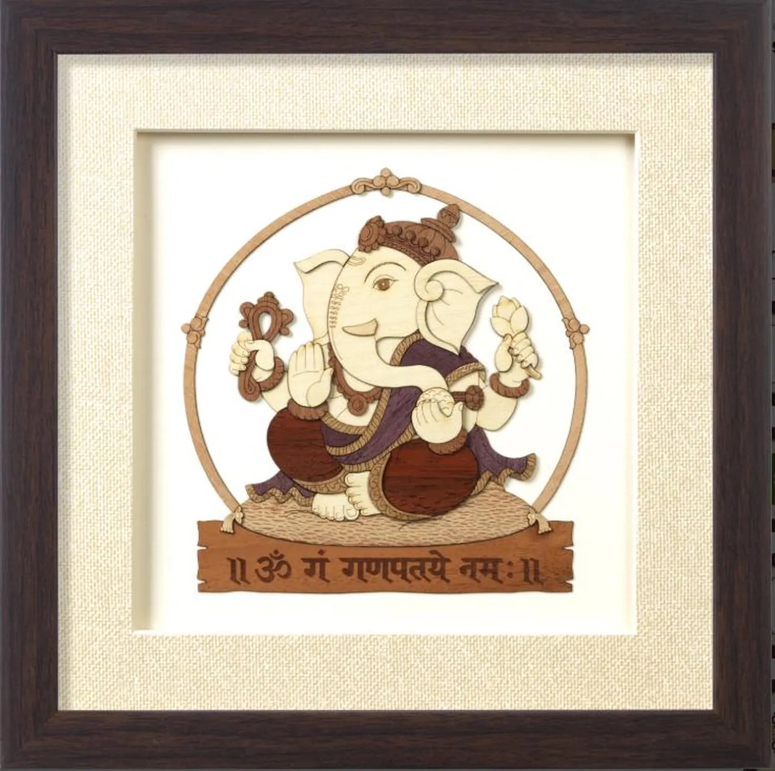 Ekdant Ganpati Wooden Art Frame – 10 x 10 Inches