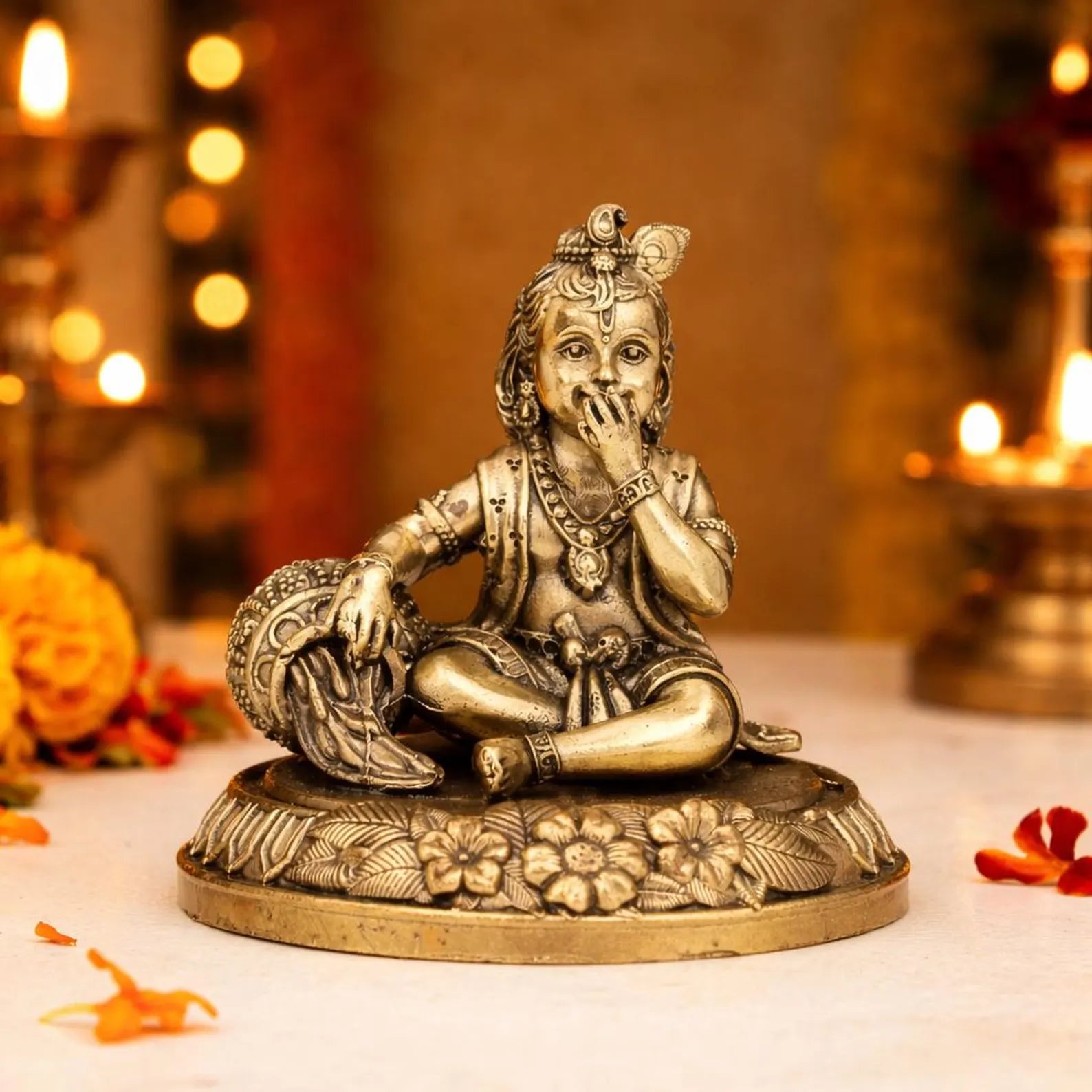 3 Inch Brass Makhan Chor Idol