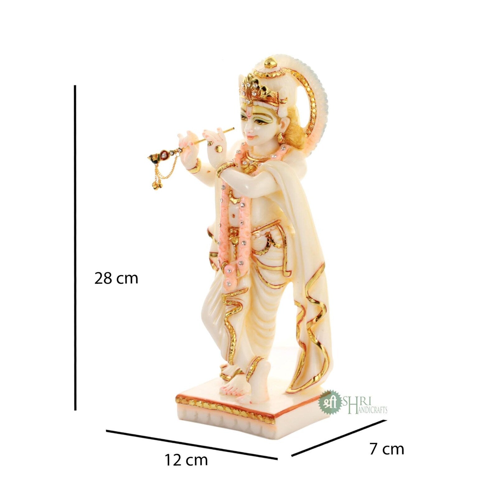 12 Inch Krishna Marble Dust Idol