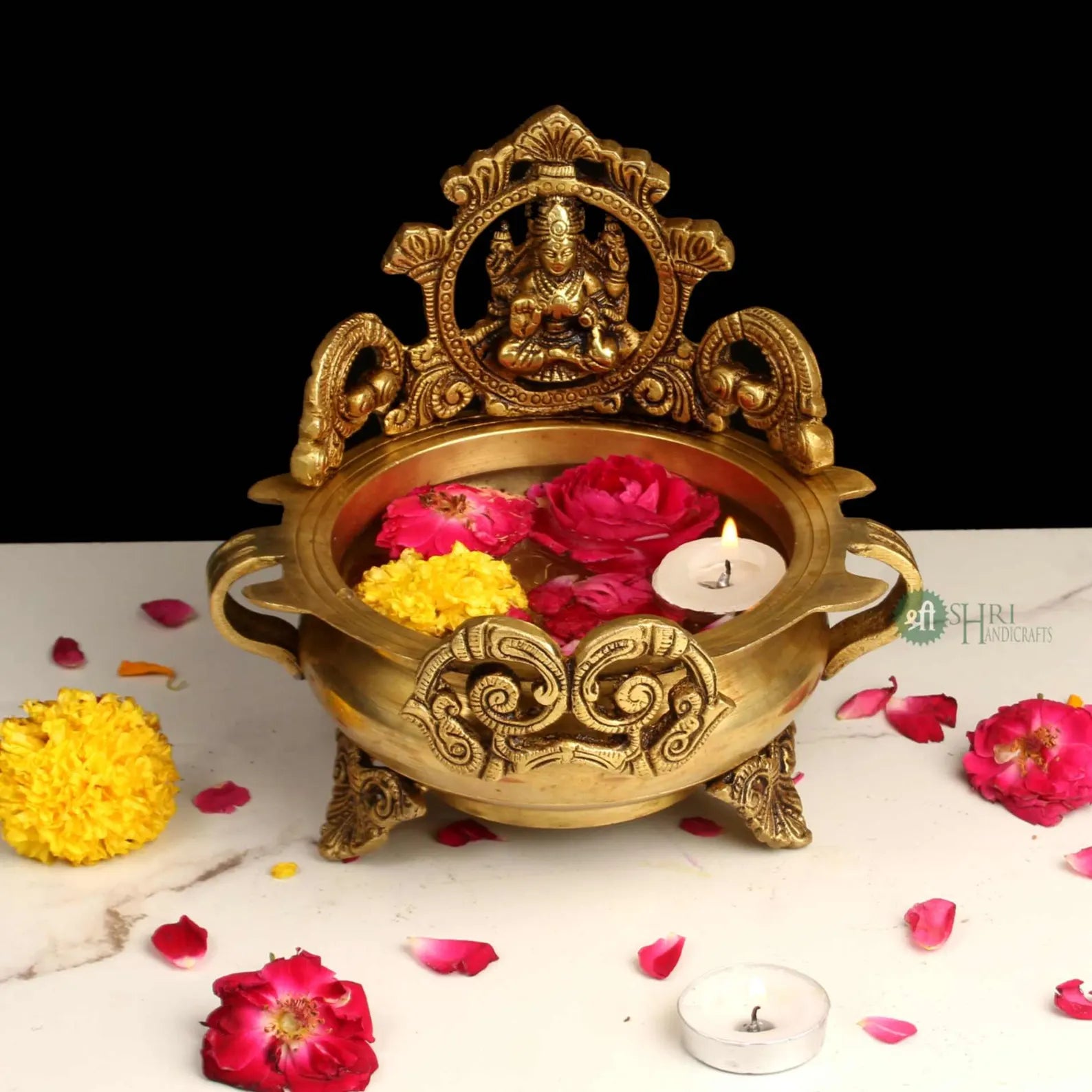 Handcrafted Goddess Laxmi Decorative Urli for Prosperity & Festive Décor