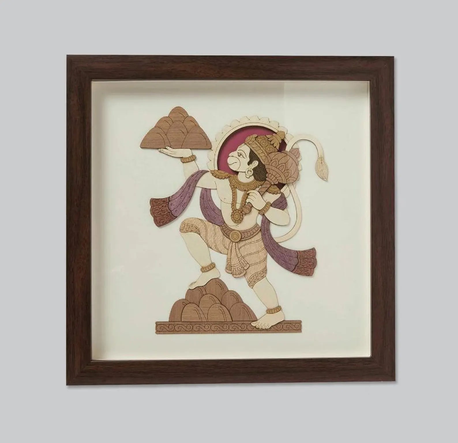 Hanuman Wooden Art Frame – 10 x 10 Inches