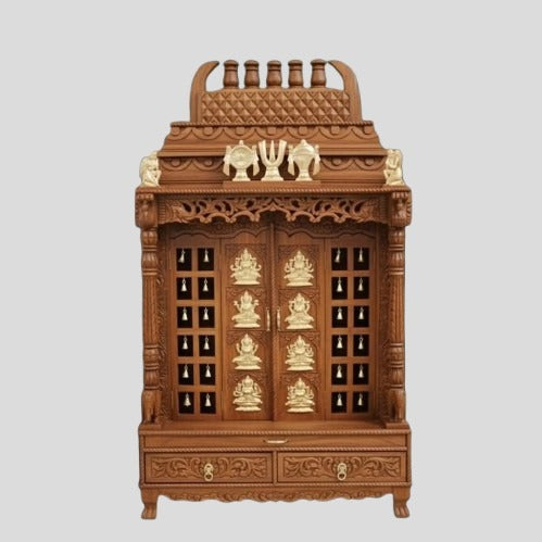 Puja mandir ashth Lakshmi Home temple Handmade Customizable Home Wooden Temple solid teakwood hand carved unique Large Wooden Handcrafted