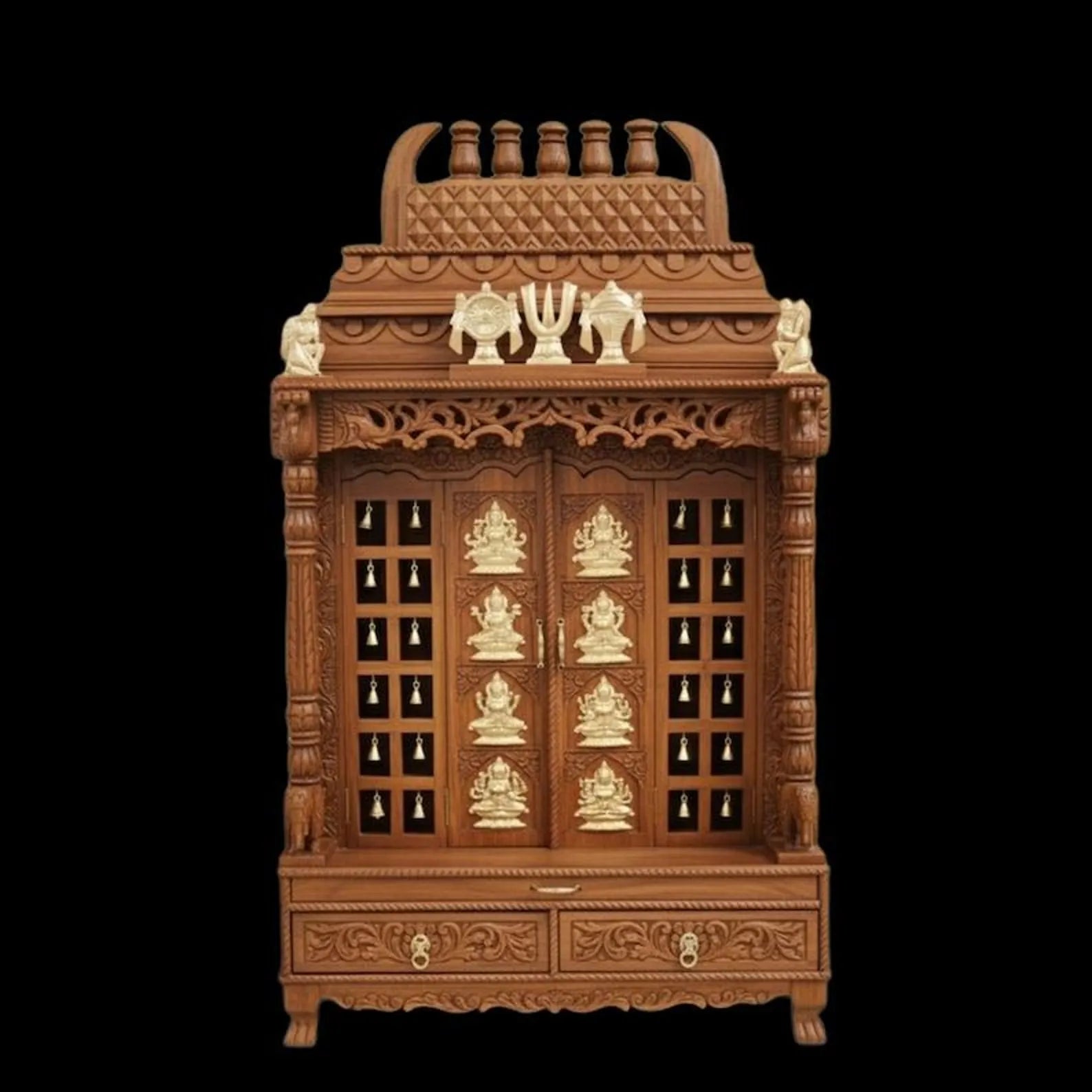 Puja mandir ashth Lakshmi Home temple Handmade Customizable Home Wooden Temple solid teakwood hand carved unique Large Wooden Handcrafted