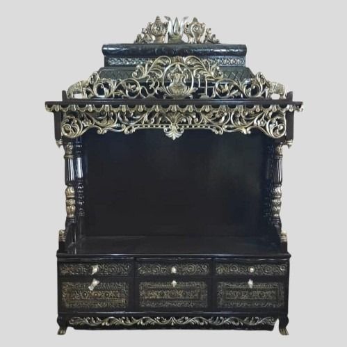 Home temple South Indian design solid teakwood Handmade traditional unique design Teakwood Home Temple: Customizable Carved Wooden Mandir