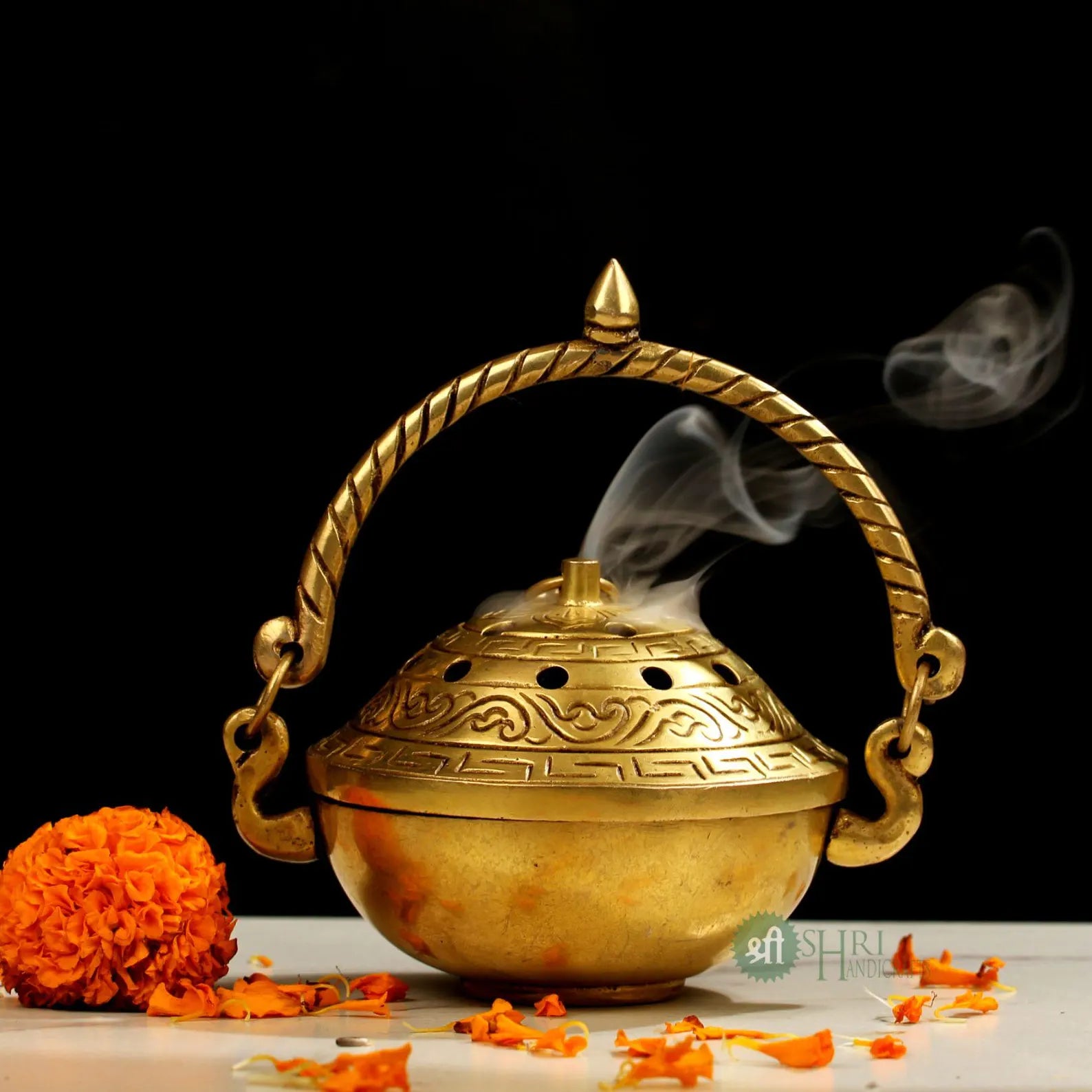 Traditional Brass Incense Burner for Home & Temple
