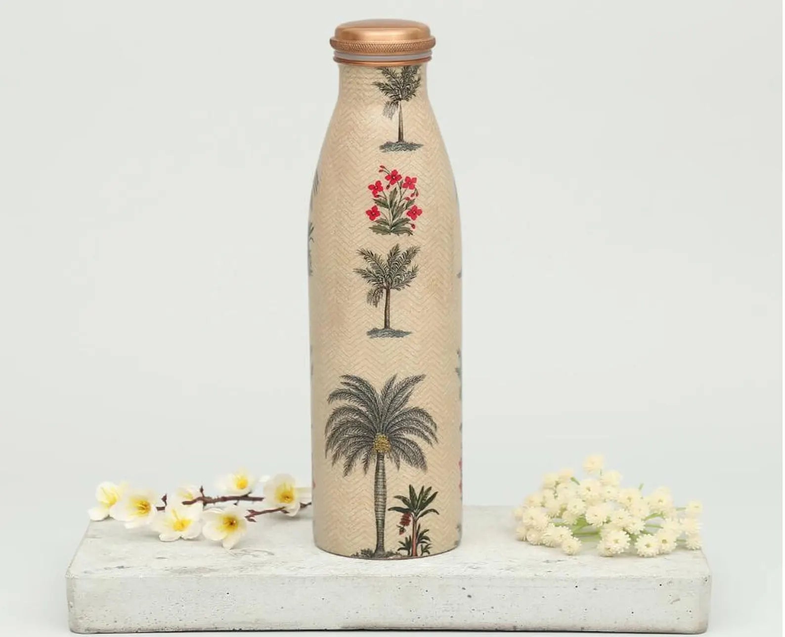 Chevron Palm Pure Copper Water Bottle