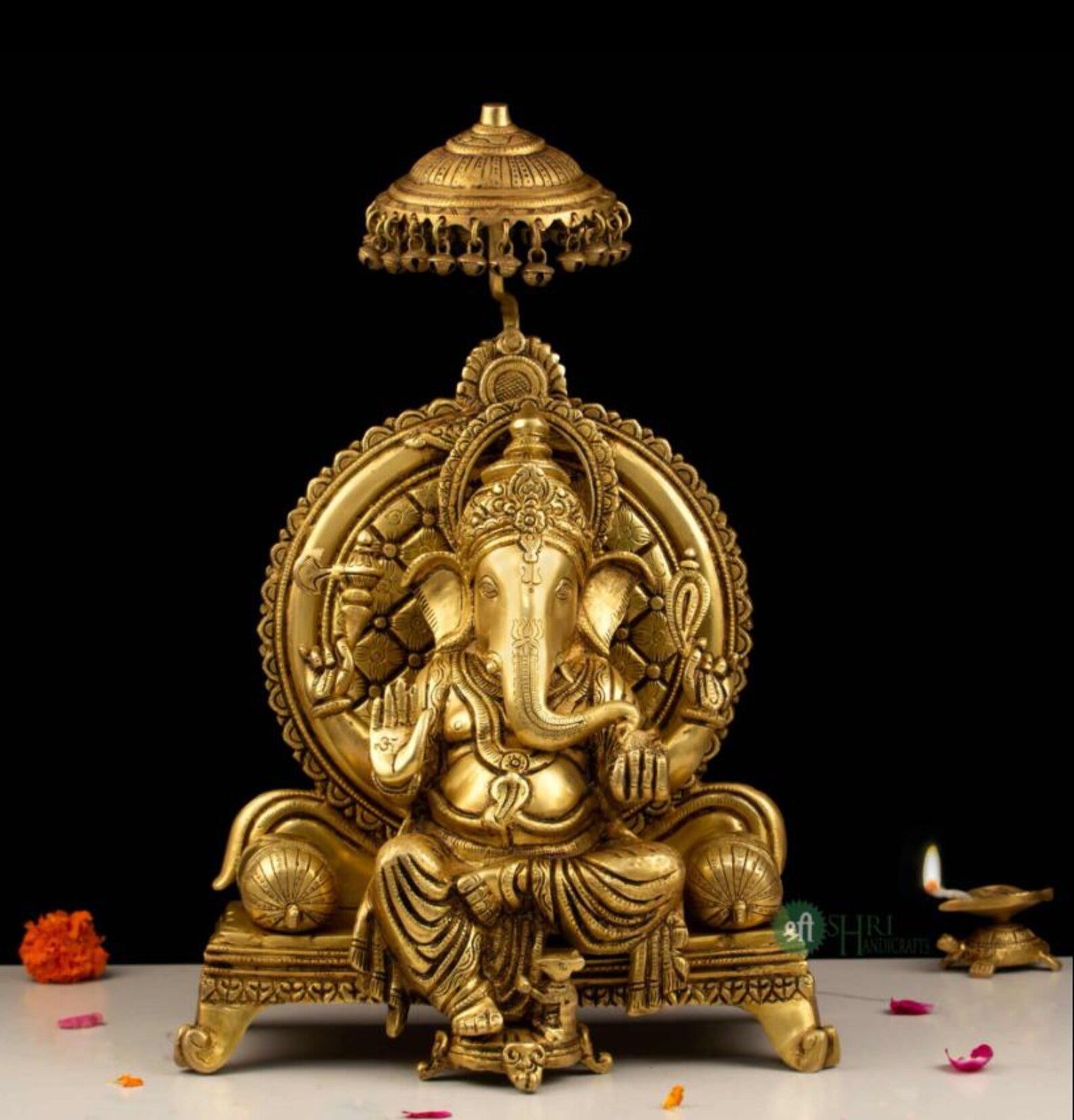 18 Inch Handcrafted Heavy Brass Ganesh Idol