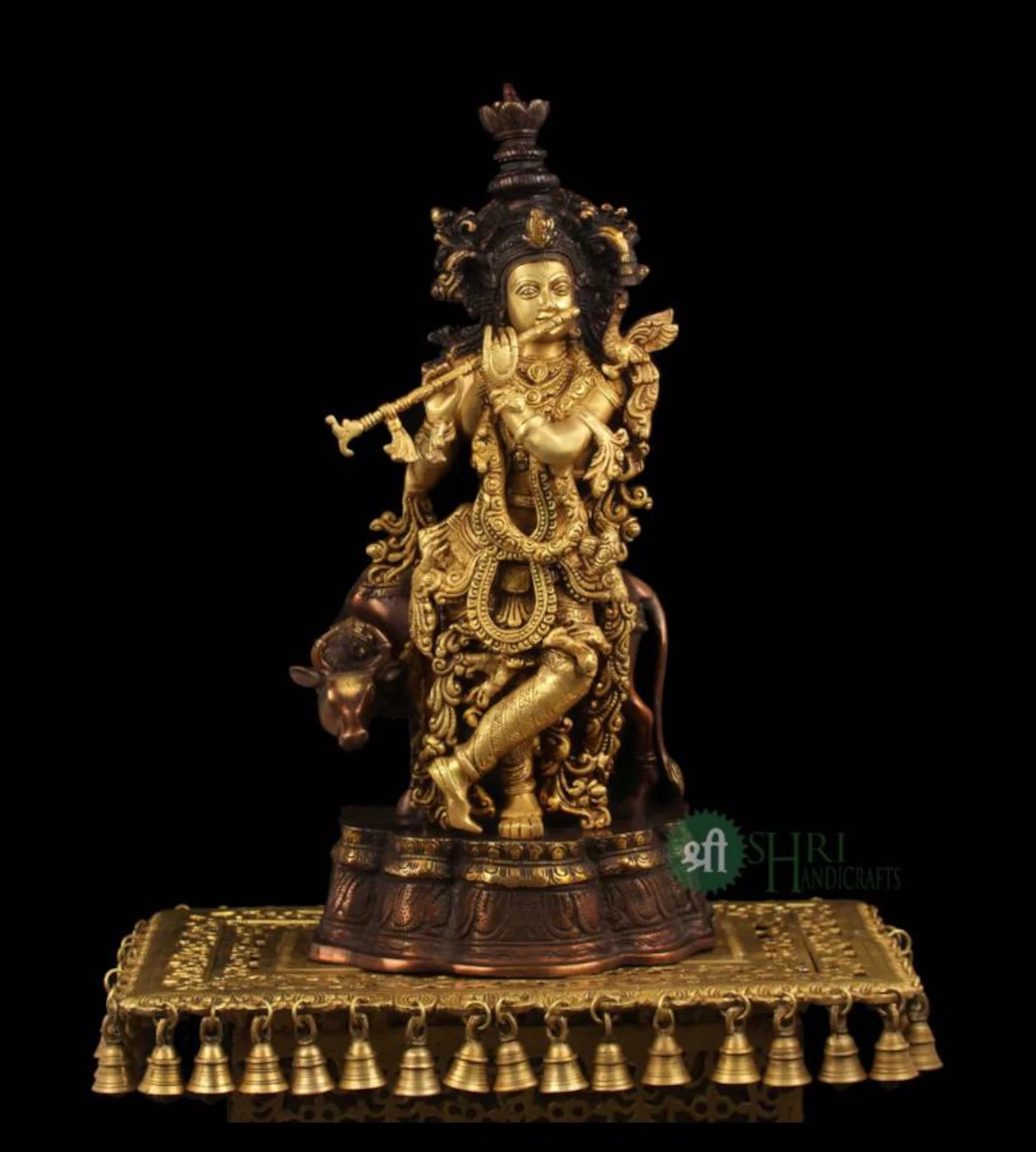 27 Inch Brass Krishna with Cow
