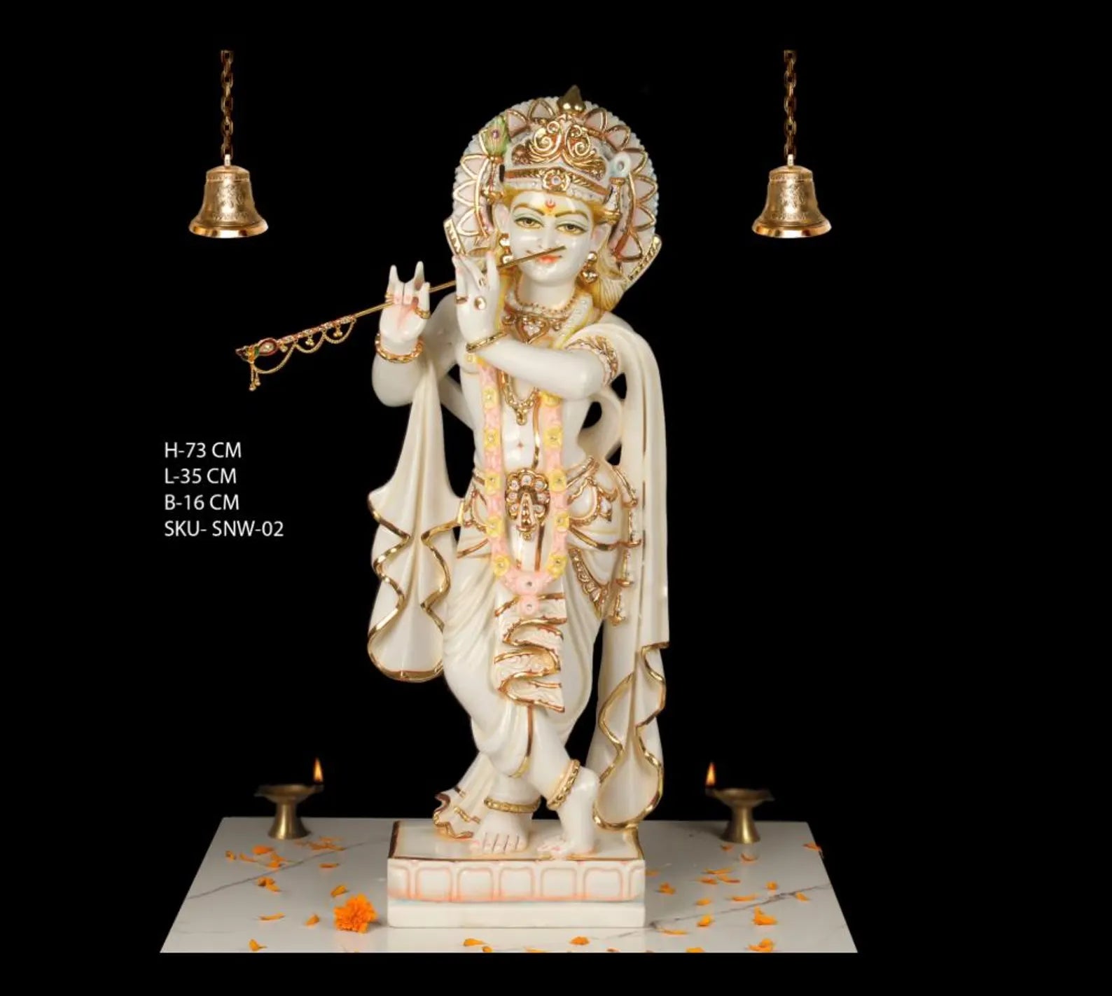 30 Inch Krishna with Flute in Marble Dust