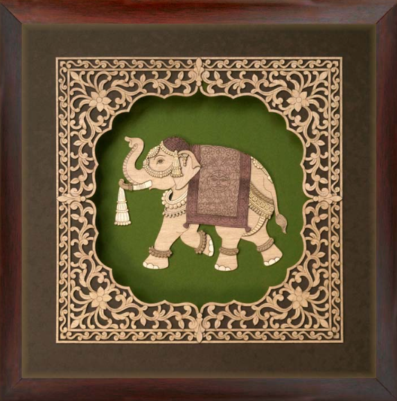 Layered Wood Art Majestic Elephant Wall Decor 12x12 Inch By Trendia Decor