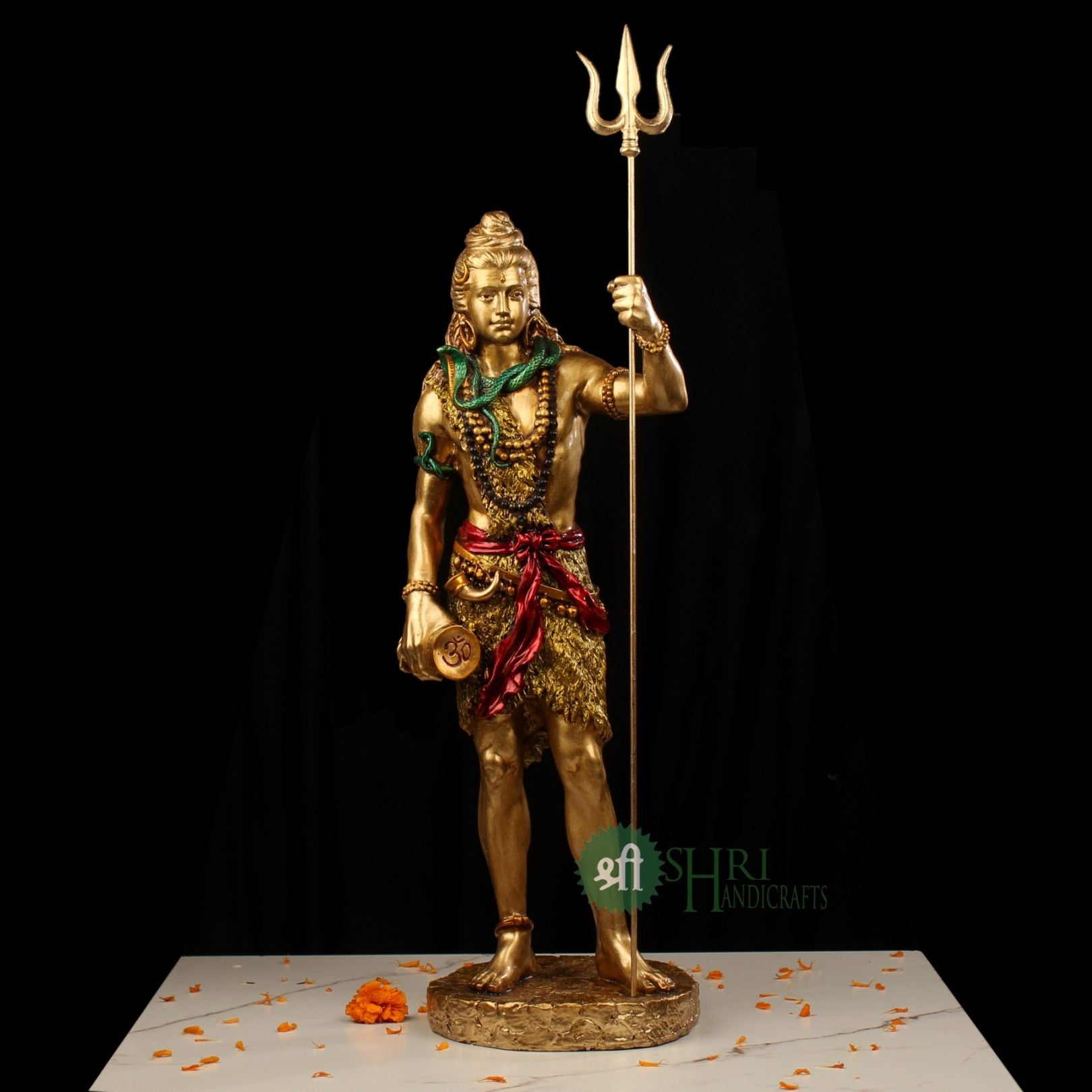 23 Inch Resin Lord Shiva Standing Statue with Trishul Copper Finish