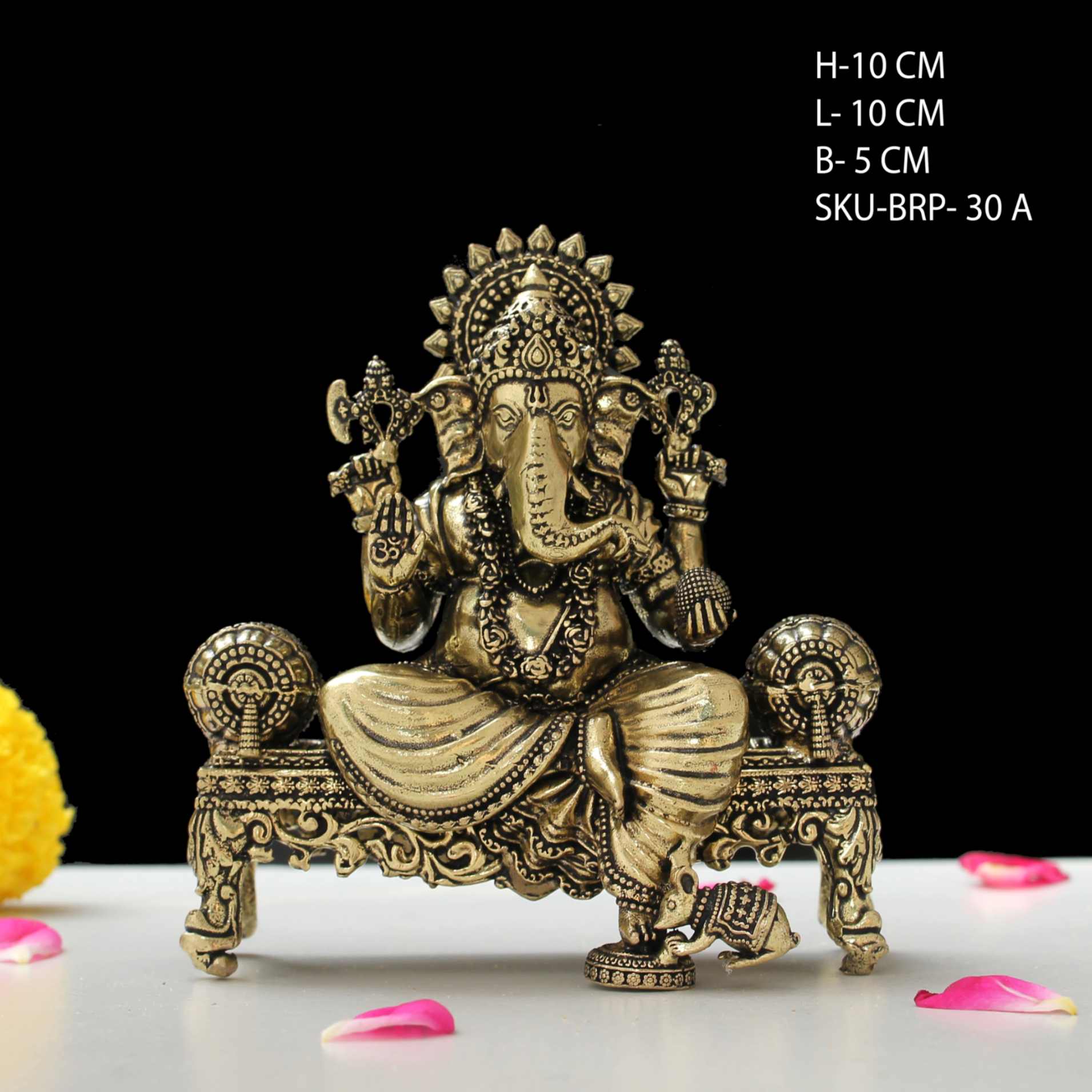 4 Inch Brass Lord Ganesha Sitting on Aasan
