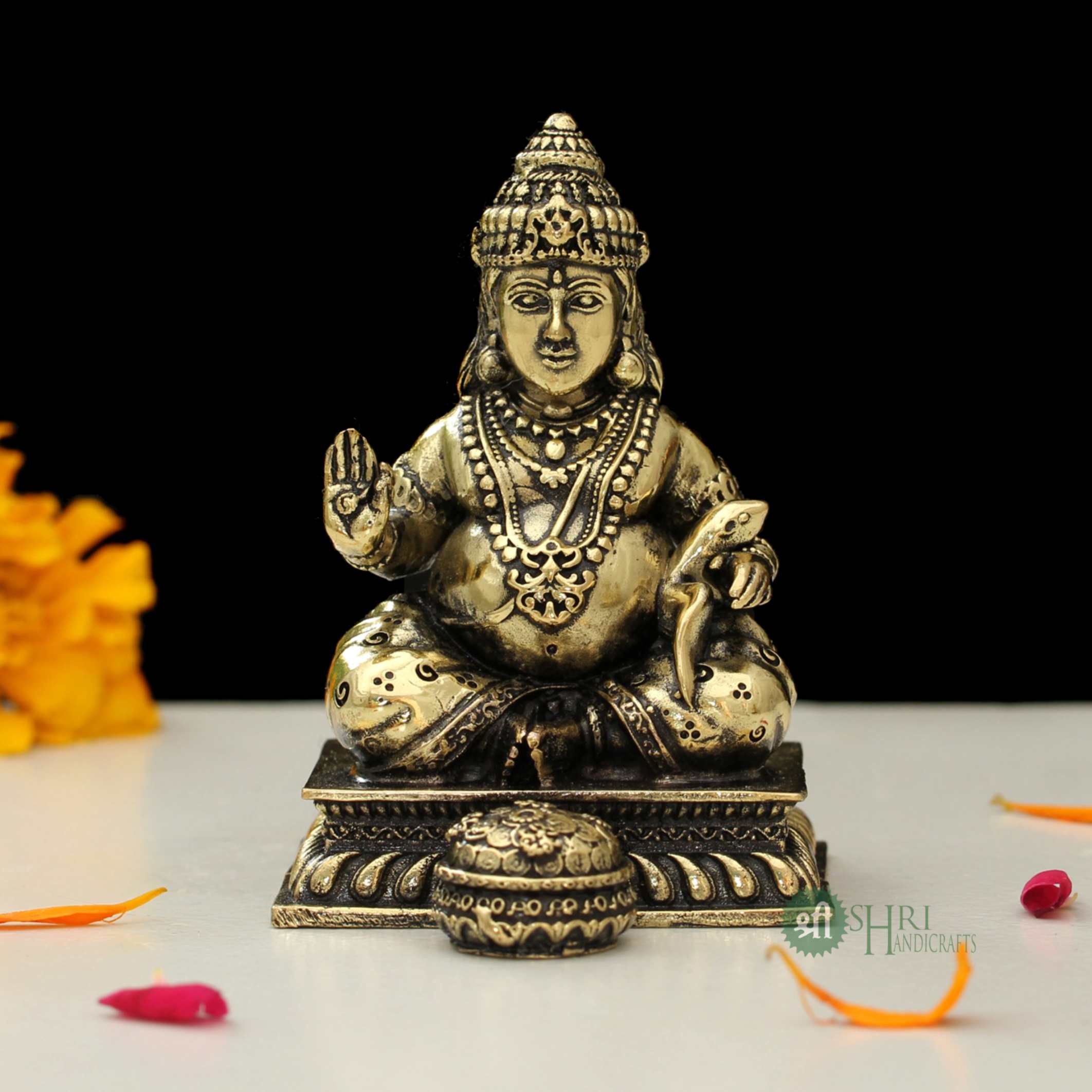 Brass Idol Lord Kubera God Of Wealth 3 Inch By Trendia Decor